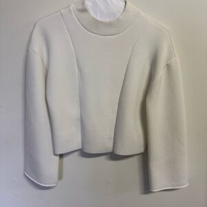 dh NEW YORK Cropped Mock Neck Sweatshirt in White